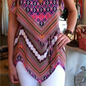 Alice & Trixie Pink and Brown Geometric Blouse